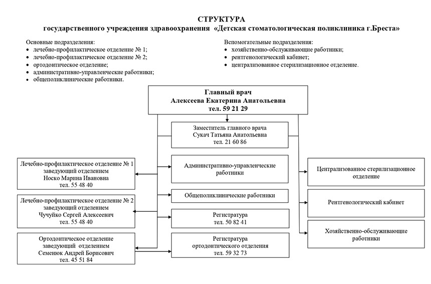 Структура ГУЗ «Детская стоматологическая поликлиника г.Бреста»